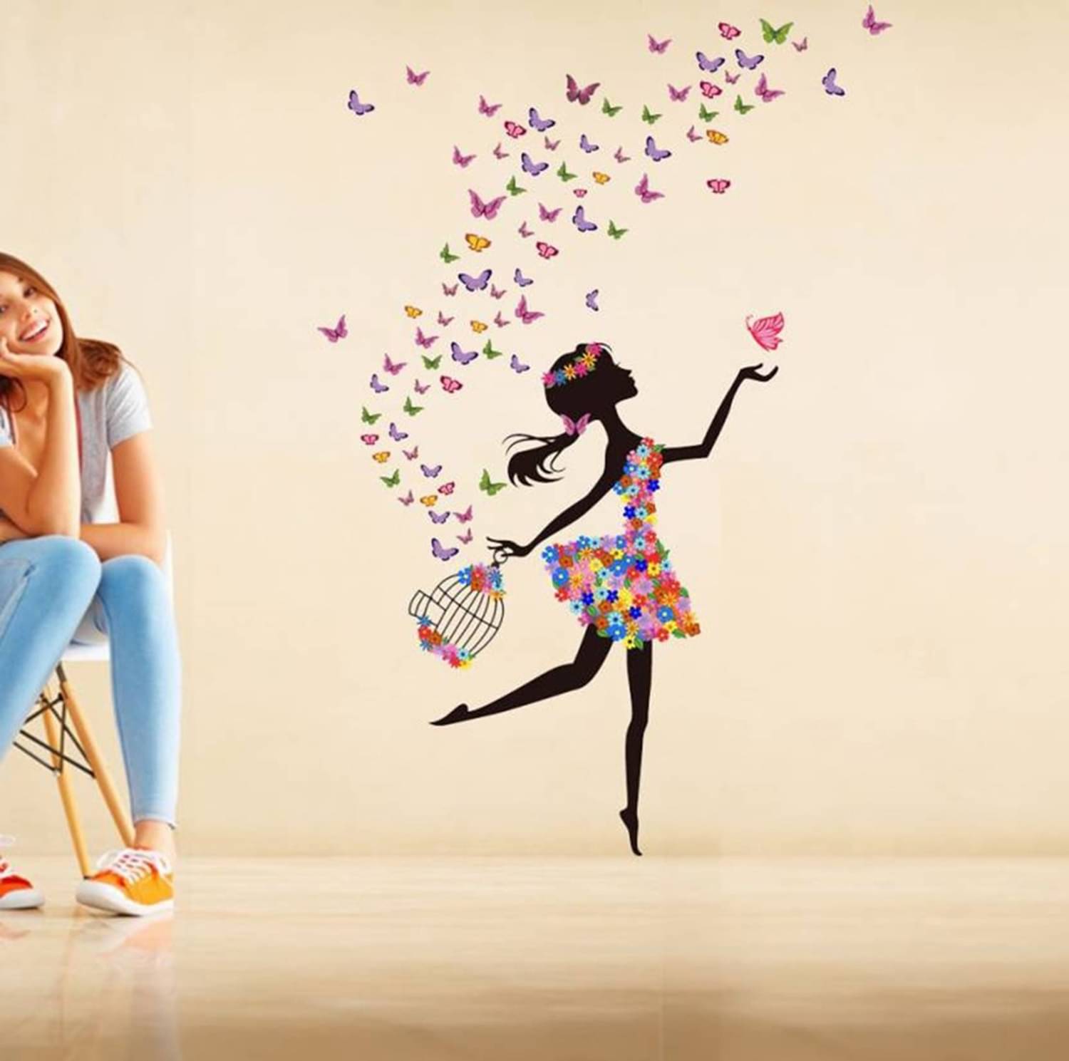     			Inkfence Wall Sticker Floral ( 117 x 83 cms )
