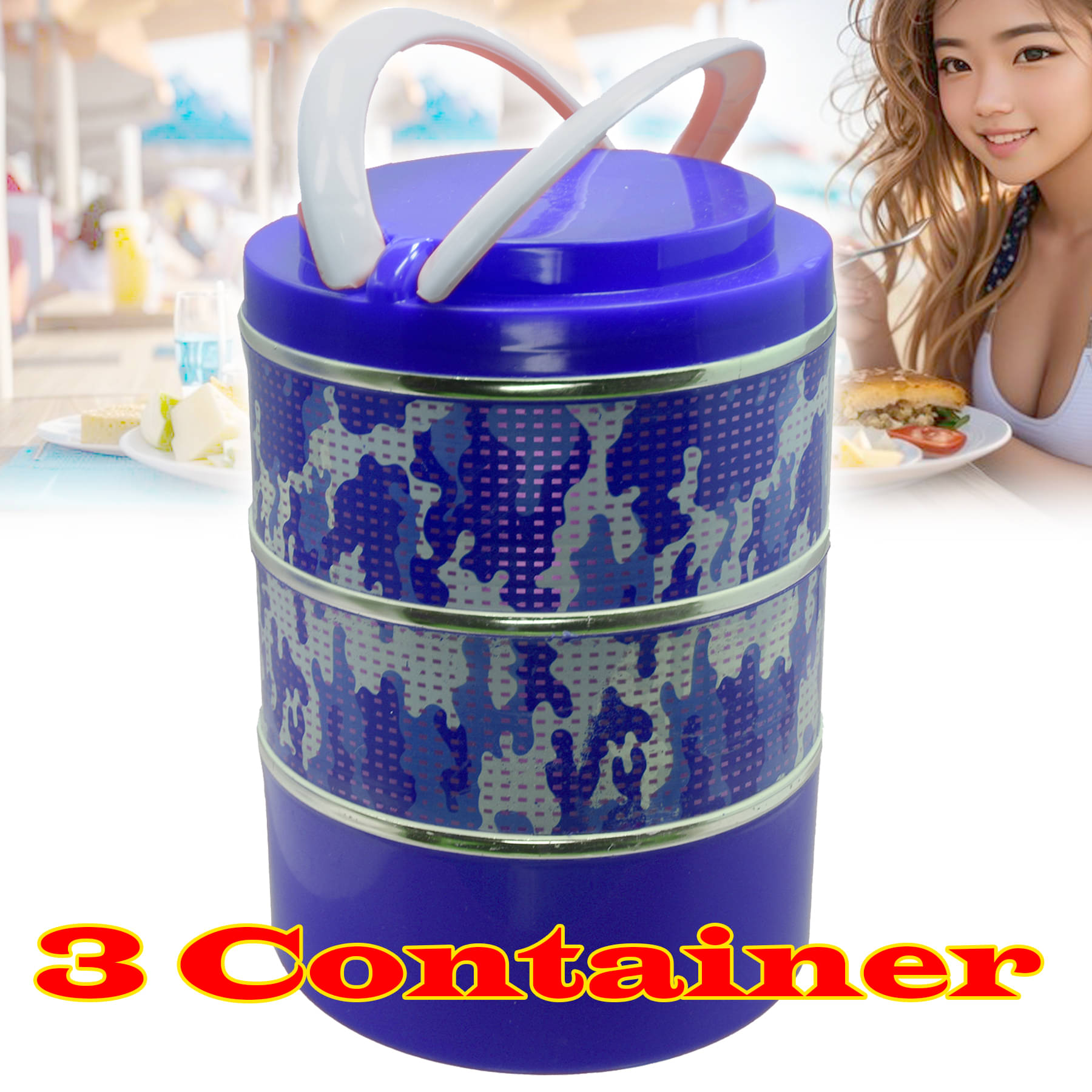     			JMALL 3 Container Plastic Insulated Lunch Box 3 - Container ( Pack of 1 )