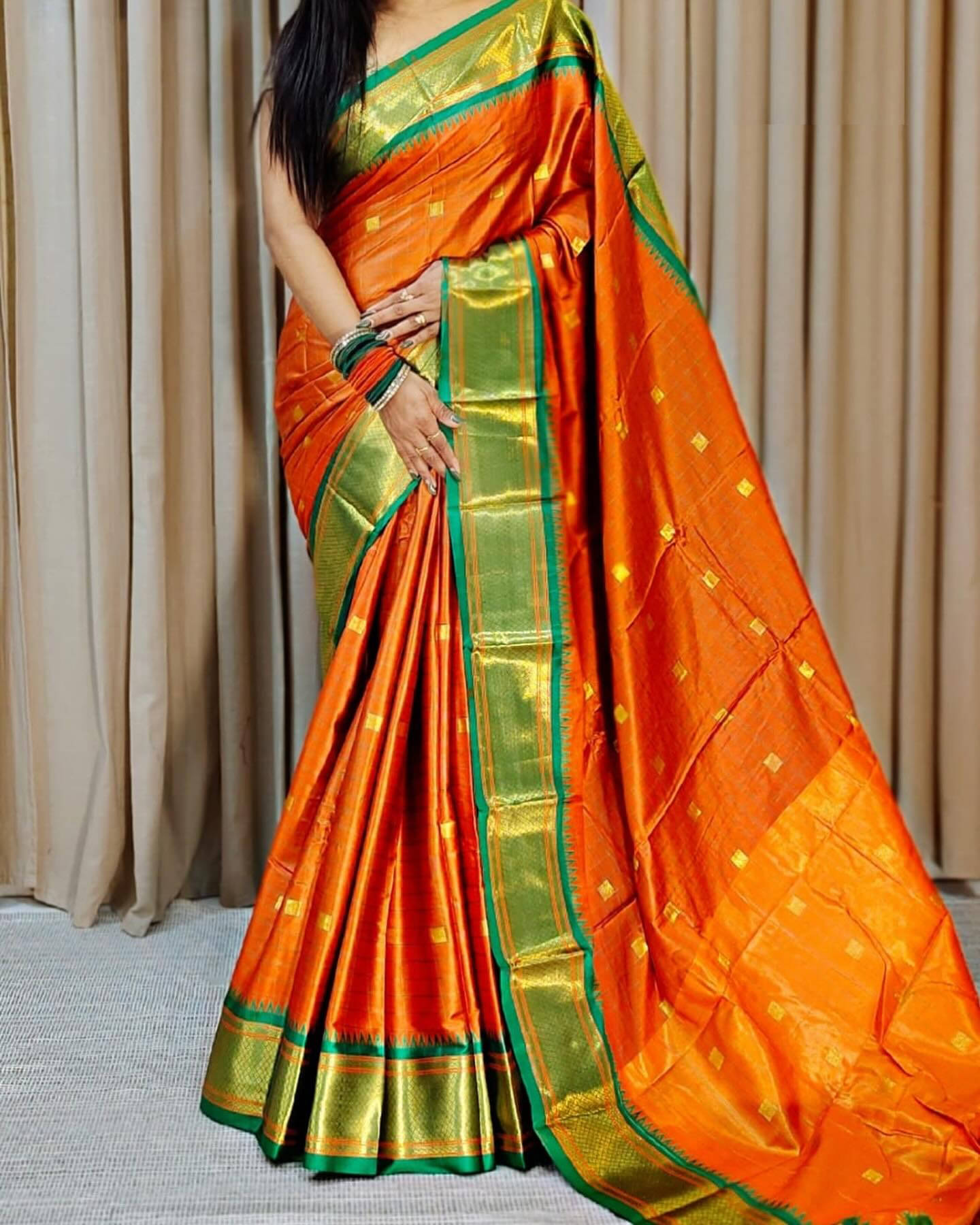 JULEE Cotton Embellished Saree With Unstitched Blouse Piece ( Orange )     			JULEE Cotton Embellished Saree With Unstitched Blouse Piece ( Orange )