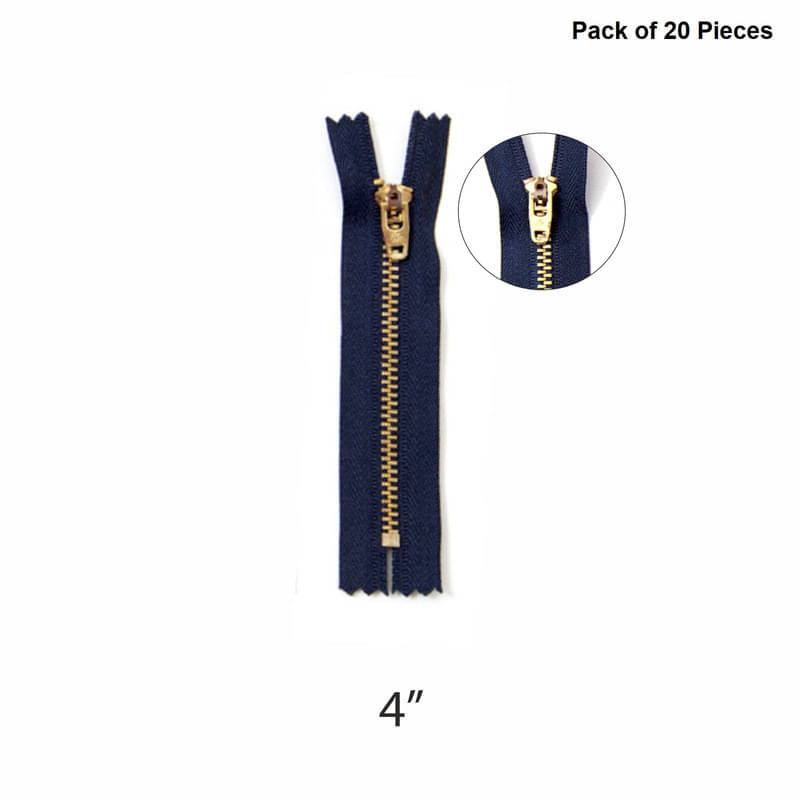     			Jyoti Zipper - Brass - 4.5 (Y Type) (20 Zips of Blue Color of 4 Inches) Open-Ended, Ideal for Tailoring, Crafts, Fashion, Dressmaking | Zips Used in Stitching, Sewing, Pants, Bags - Pack of 20 Pieces