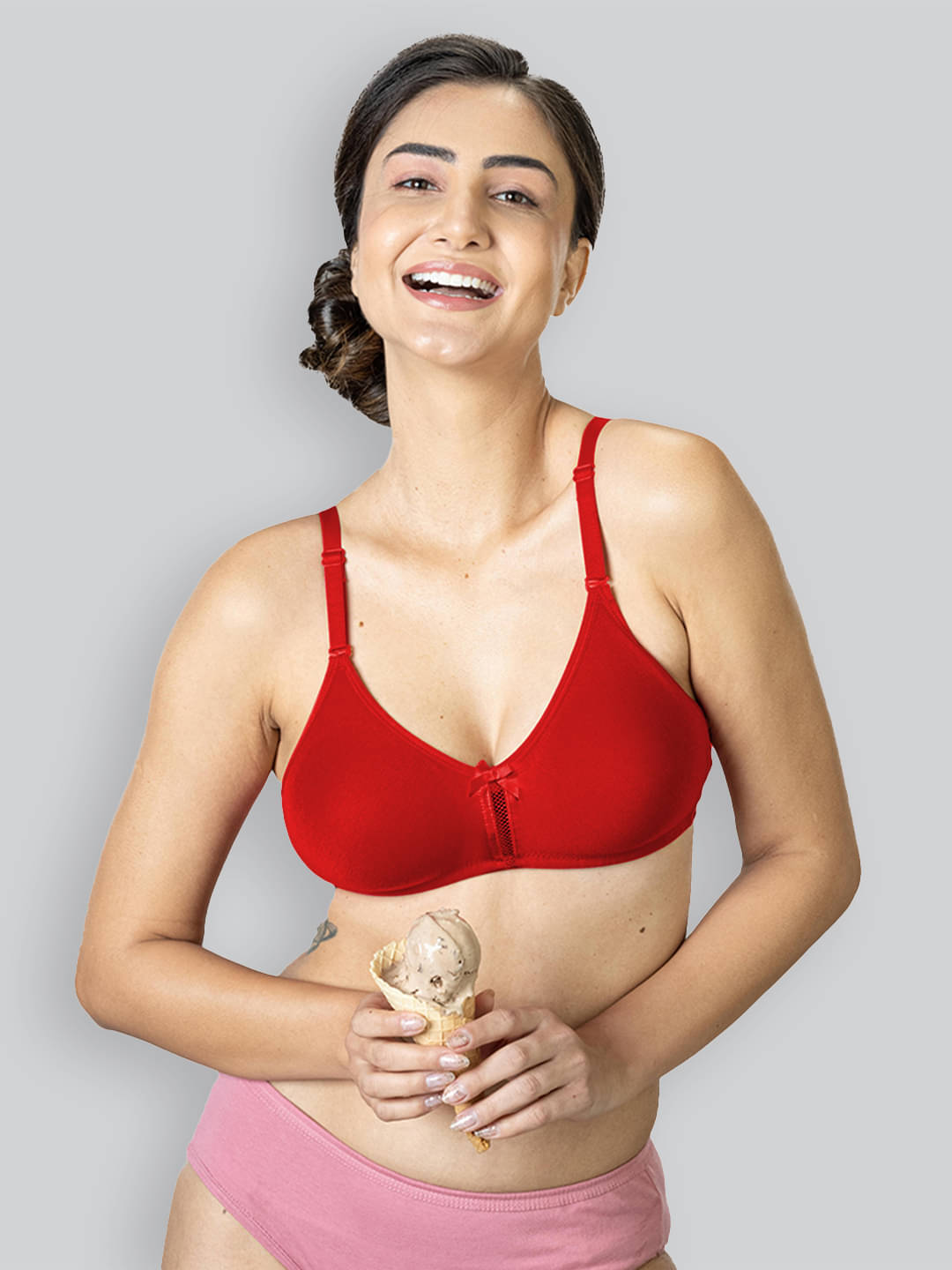 LYRA Pack of 1 Cotton Non Padded Women's Everyday Bra ( Rust ) Flora Mesh Bra 516 LYRA Pack of 1 Cotton Non Padded Women's Everyday Bra ( Rust ) Flora Mesh Bra 516