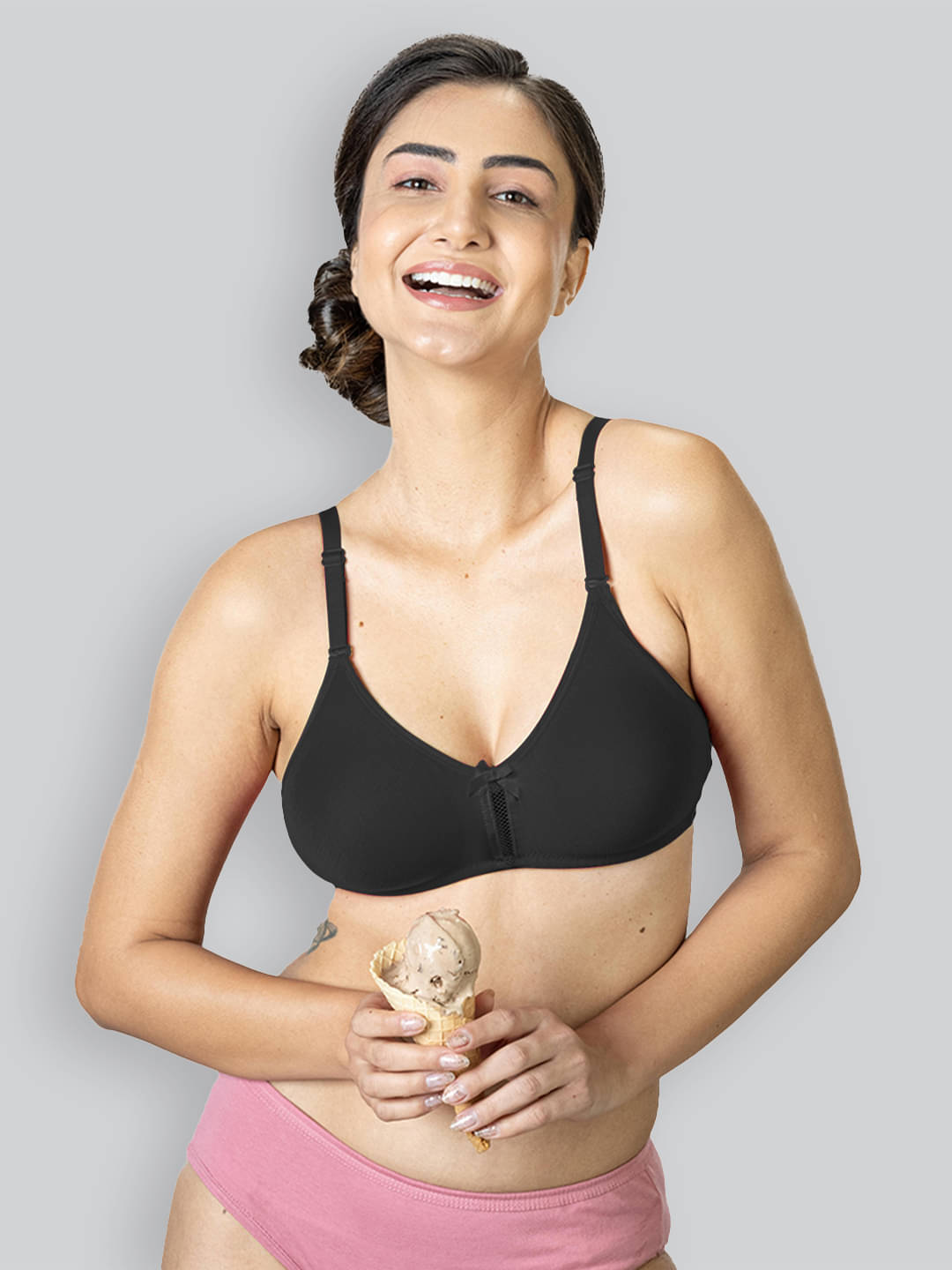 LYRA Pack of 1 Cotton Non Padded Women's Everyday Bra ( Black ) Flora Mesh Bra 516 LYRA Pack of 1 Cotton Non Padded Women's Everyday Bra ( Black ) Flora Mesh Bra 516
