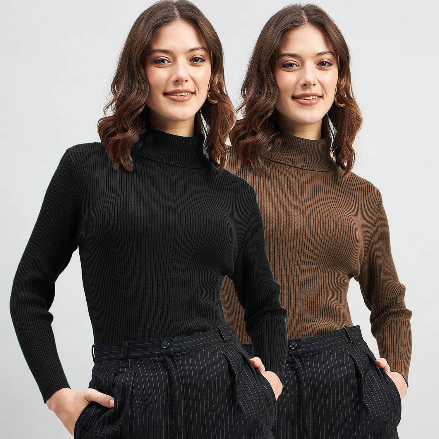     			Lime Women Cotton Blend High Neck Pullover ( Black )