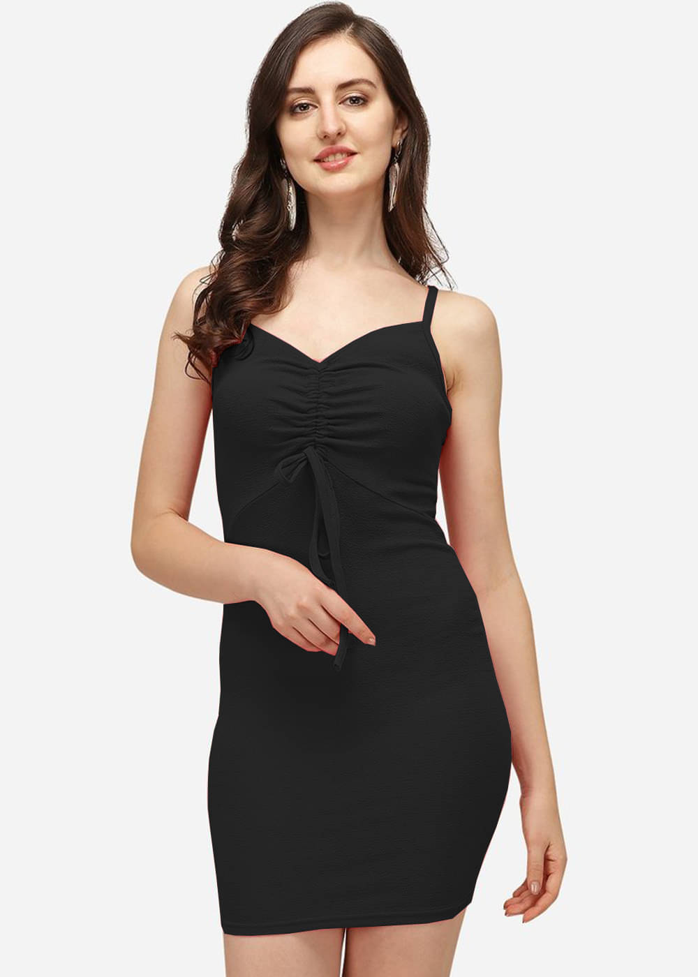     			Lime Women Lycra Solid Bodycon Dress ( Black )