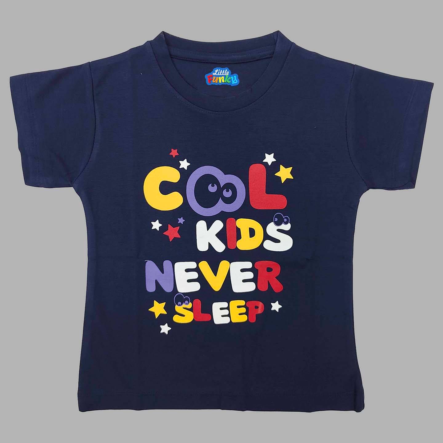     			Little Funky Pack of 1 Girls Rayon T-Shirt ( Navy )