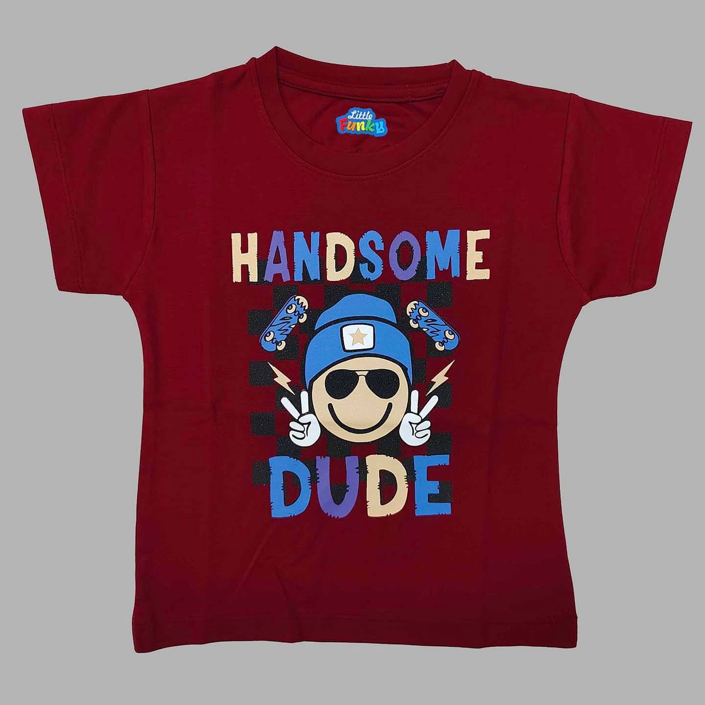     			Little Funky Pack of 1 Girls Rayon T-Shirt ( Maroon )