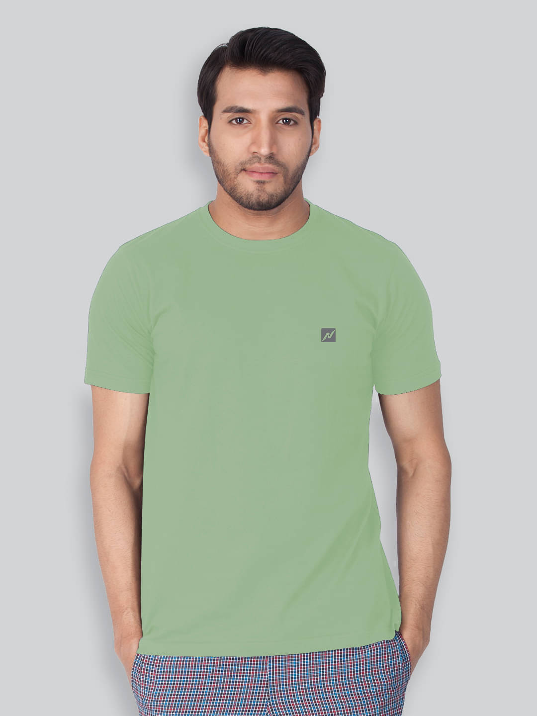     			Lux Nitro Cotton Blend Regular Fit Solid Half Sleeves Men's Round T-Shirt - Mint Green ( Pack of 1 )