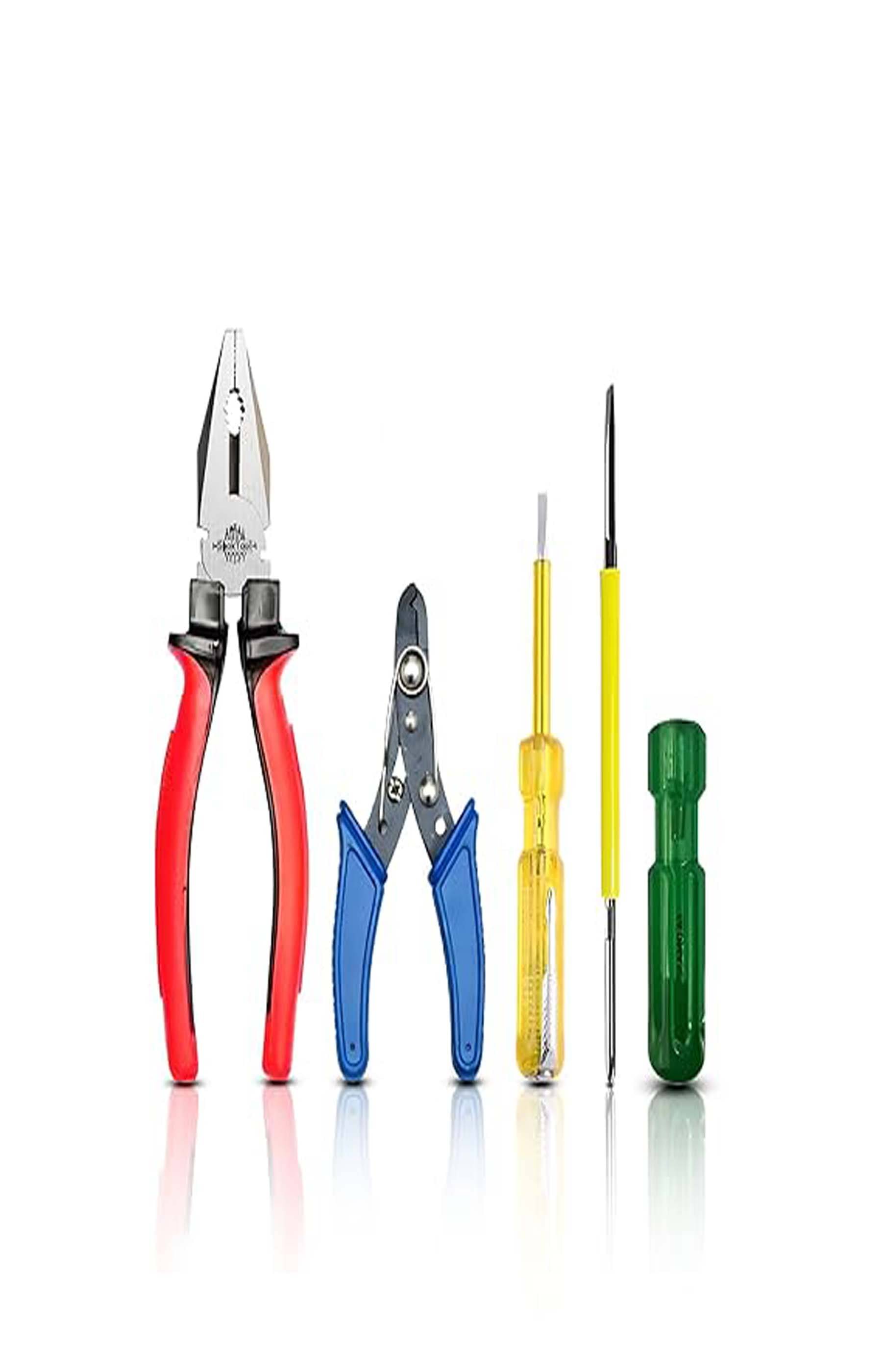    			MS AGROTECH Hand Tool Kit ( Combination Plier 8-inch,Line Tester,  2in1 Screwdriver) 4-Pcs. Hand Tool Kit (4 Tools) & Wire cutter