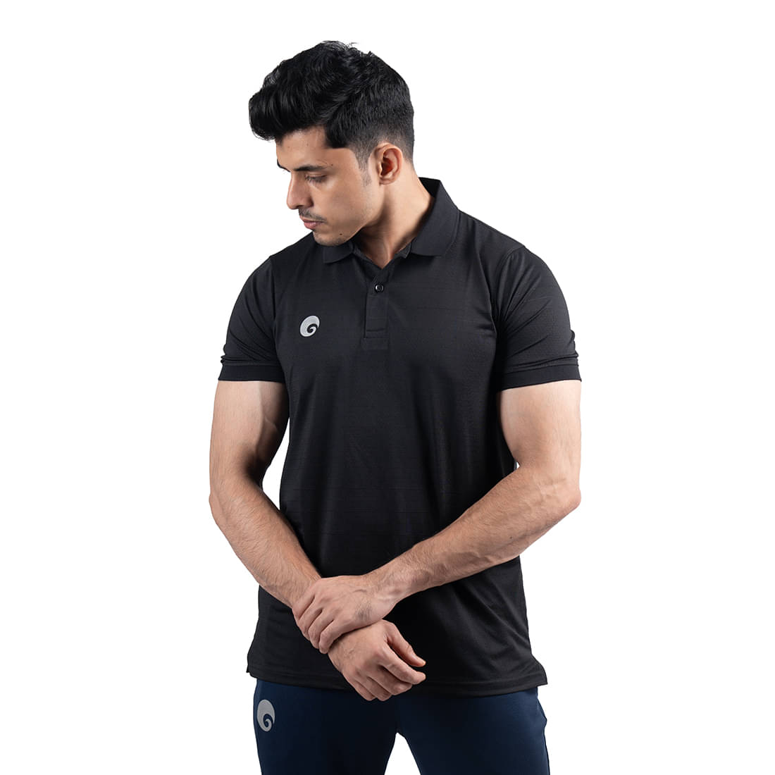     			Omtex Pack of 1 Polyester Regular Fit Solid Half Sleeves Men's Polo T Shirt ( Black )