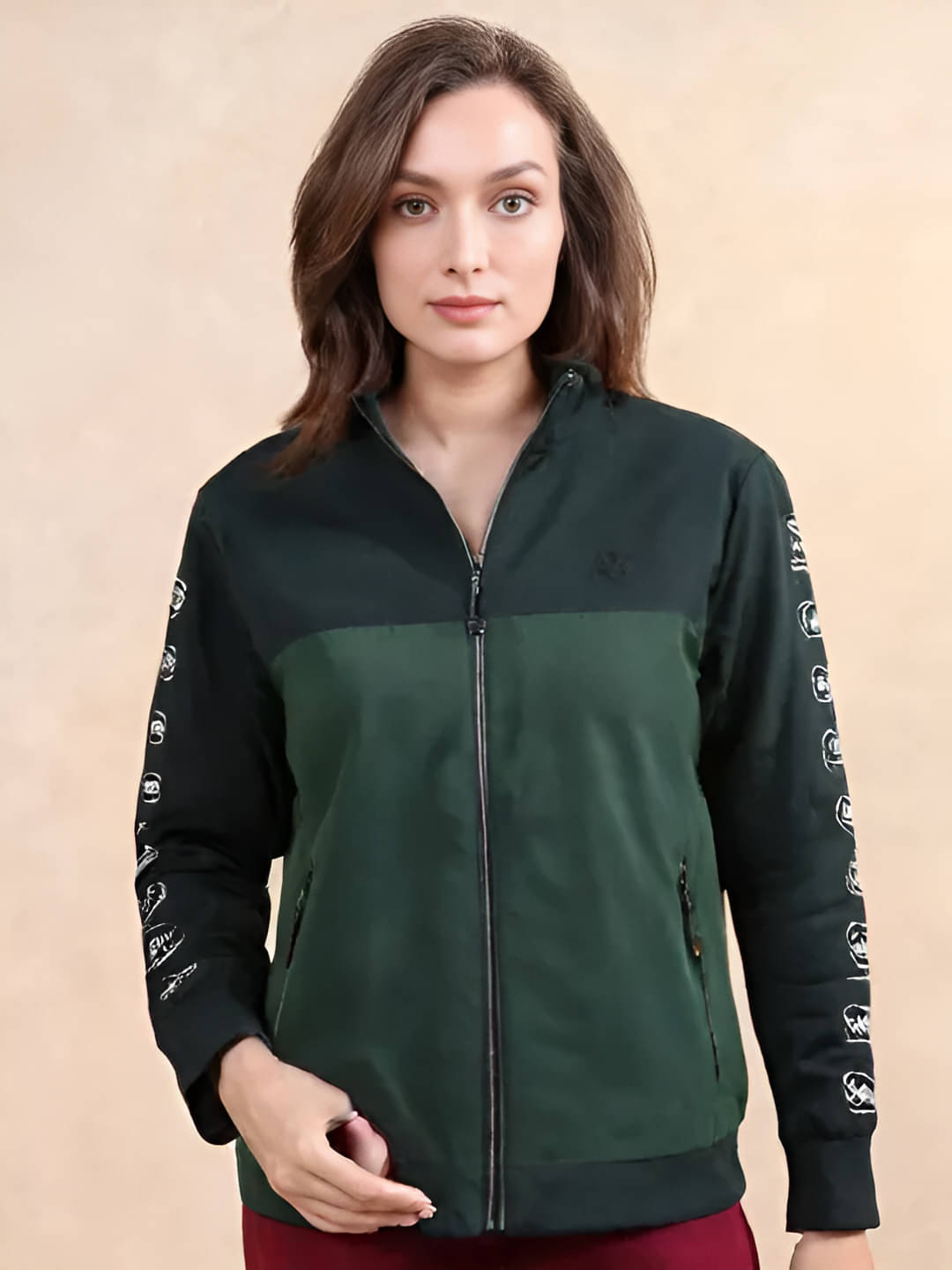 PLUS PARADISE - Polyester Green Bomber Jackets PLUS PARADISE - Polyester Green Bomber Jackets