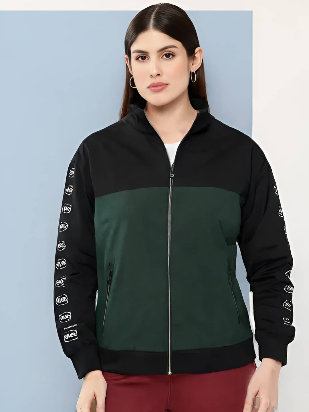 PLUS PARADISE - Polyester Green Bomber Jackets PLUS PARADISE - Polyester Green Bomber Jackets