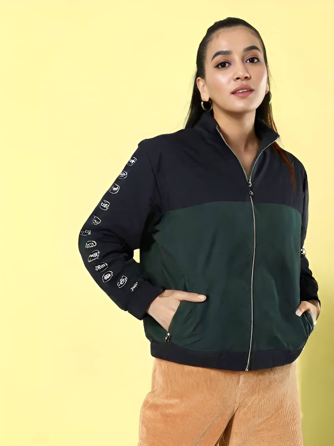PLUS PARADISE - Polyester Green Bomber Jackets PLUS PARADISE - Polyester Green Bomber Jackets