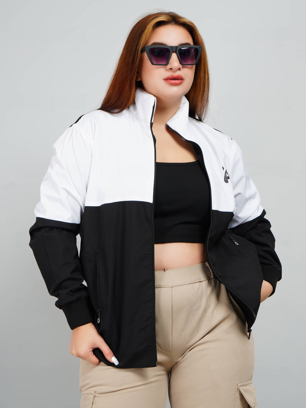 PLUS PARADISE - Polyester Multi Color Bomber Jackets PLUS PARADISE - Polyester Multi Color Bomber Jackets