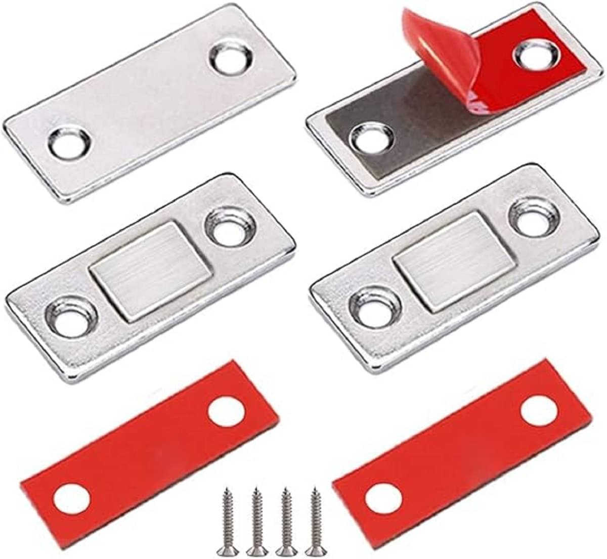     			RAMDEV ENTERPRISE Magnetic Door Catch, 2Pack Ultra Thin Cabinet Magnetic Catch with Strong Adhesive Sticker & Screws,Slim Drawer Magnets Locks Furniture Safety Latches for Kitchen Cupboard Closet & Sliding Door