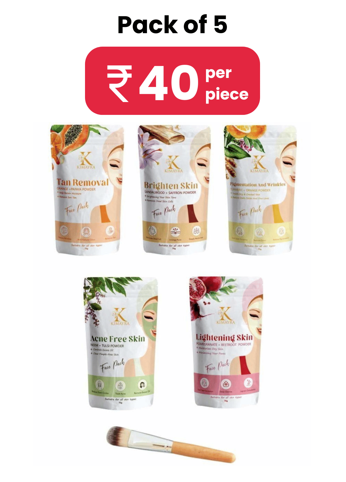 Kimayra Pure &Natural Face Pack & Skin Care Powder Combo For Acne, Pimples, Brightening