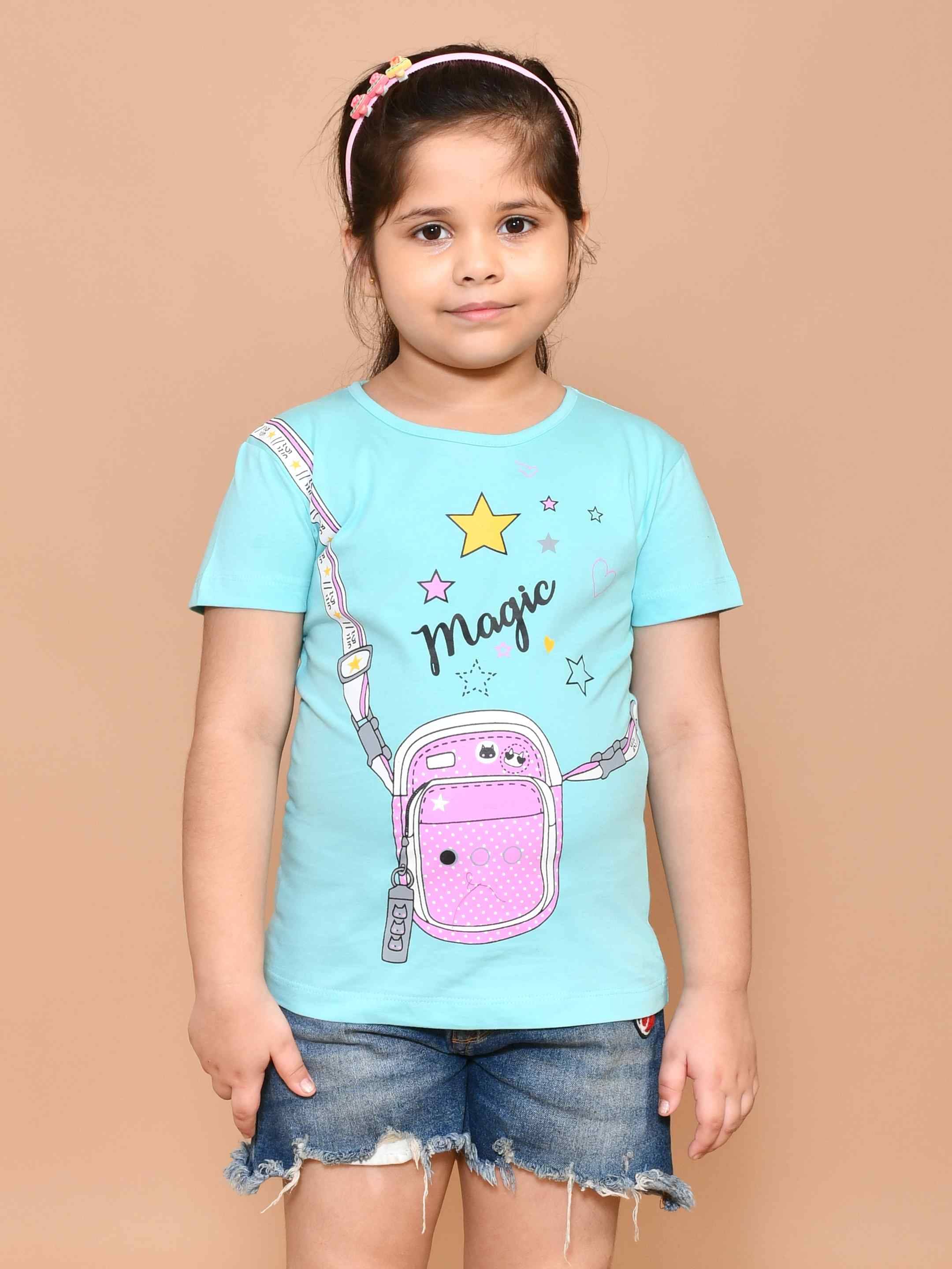     			SKYKNIT Pack of 1 Girls 100% Cotton Top ( Blue )