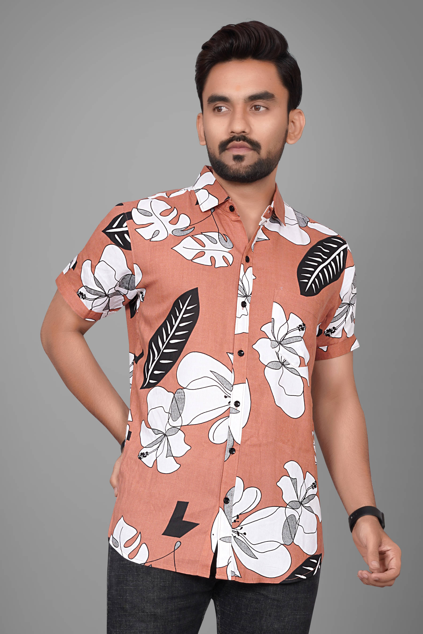 SUR-T Viscose Regular Fit Printed Half Sleeves Men's Casual Shirt - Brown ( Pack of 1 ) SUR-T Viscose Regular Fit Printed Half Sleeves Men's Casual Shirt - Brown ( Pack of 1 )