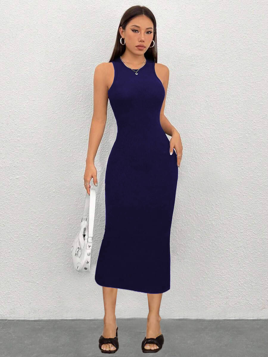     			TOOCHKI Women Lycra Solid Bodycon Dress ( Blue )