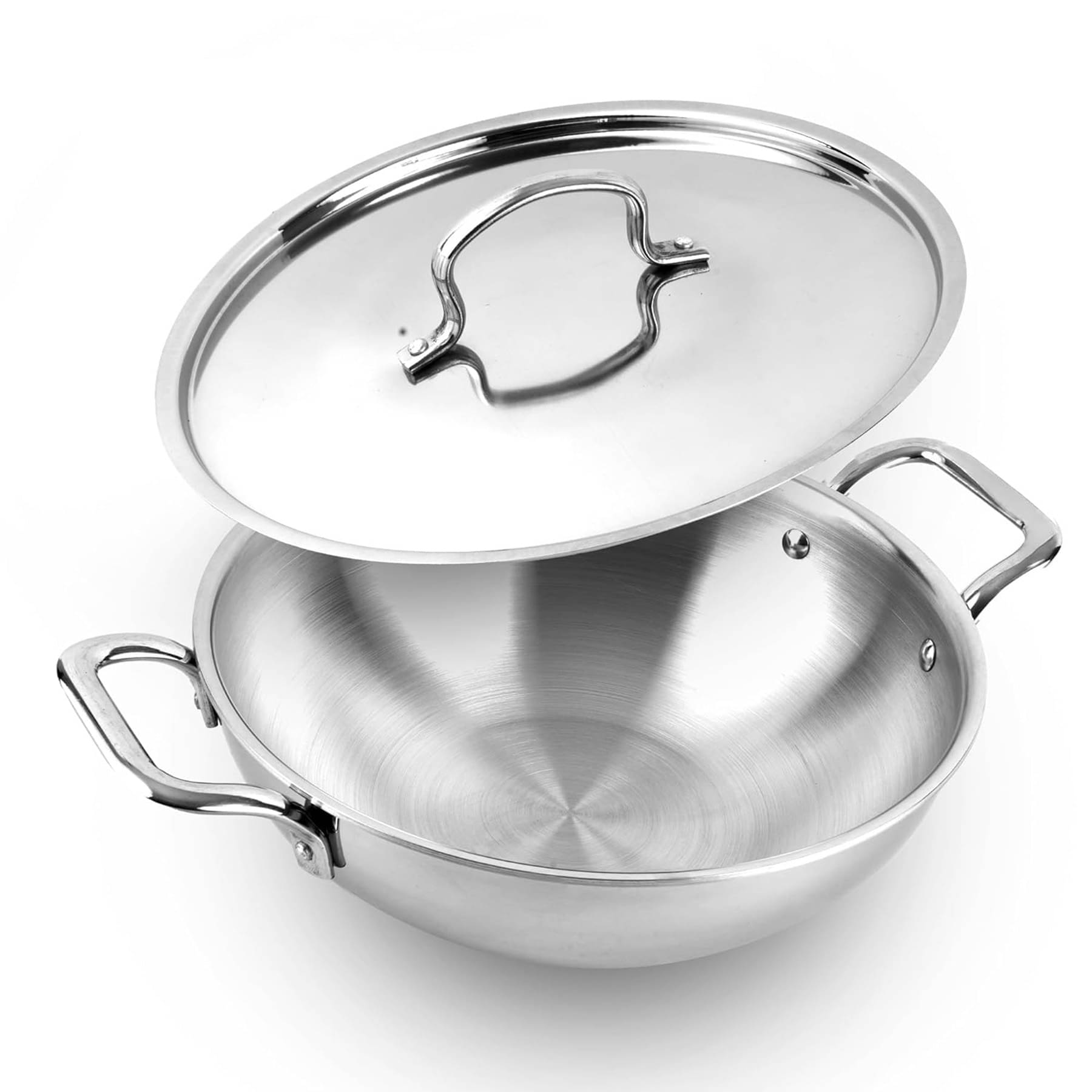 The Indus Valley Stainless Steel Kadhai Induction Bottom Stainless Steel Handle 2.33 Thickness mm 24 cm Diameter ( 3 L ) The Indus Valley Stainless Steel Kadhai Induction Bottom Stainless Steel Handle 2.33 Thickness mm 24 cm Diameter ( 3 L )