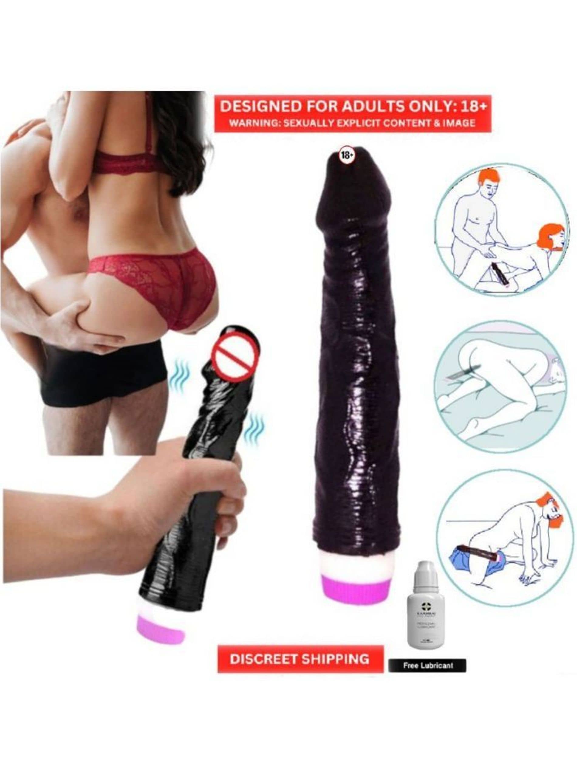 Way Of Pleasure 10 inch Dark Black Silicon Vibrating Women Dildo BY-SEXTANTRA
