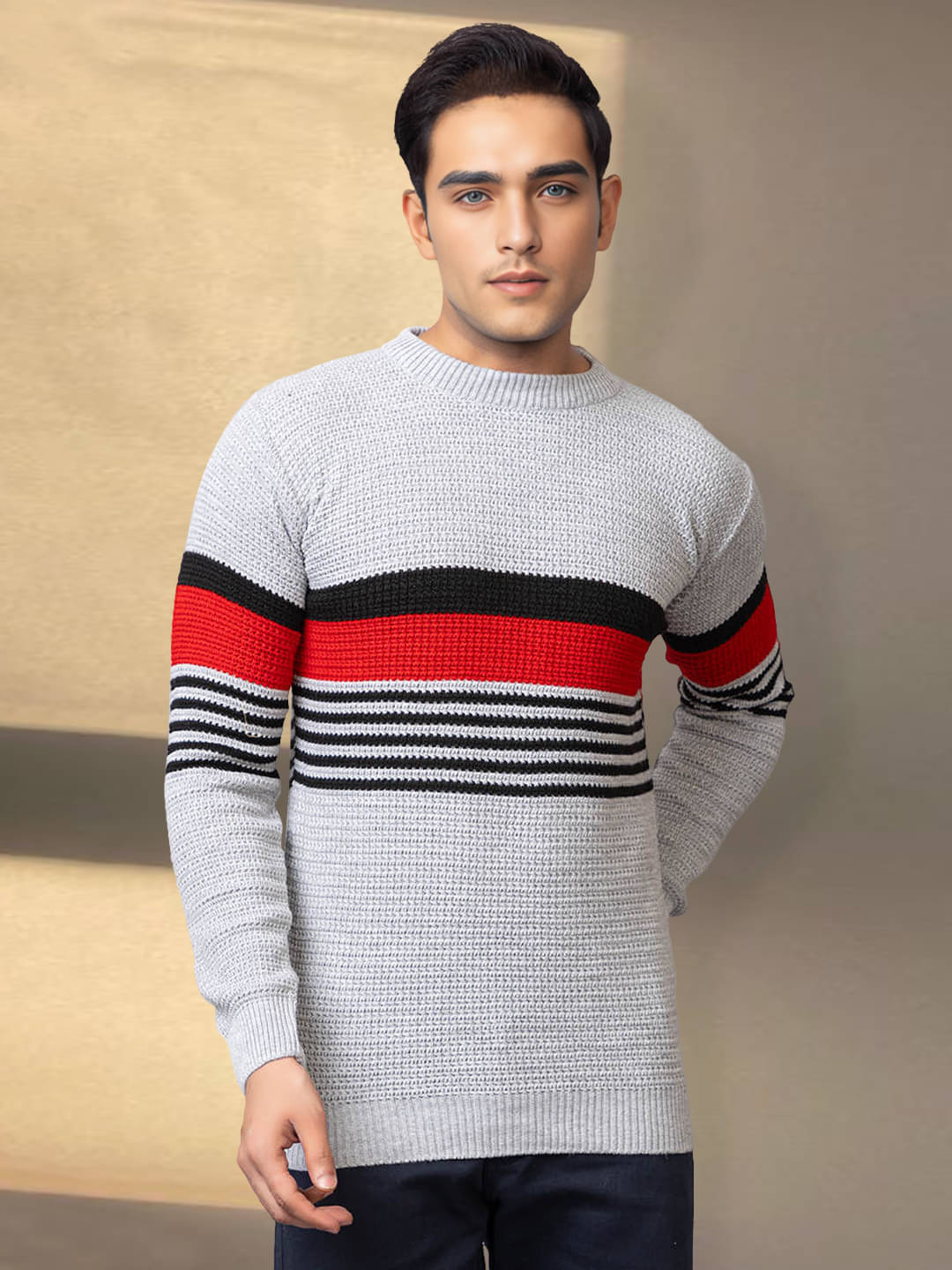     			tysort Acrylic Round Neck Men's Full Sleeves Pullover Sweater - Light Grey ( Pack of 1 )