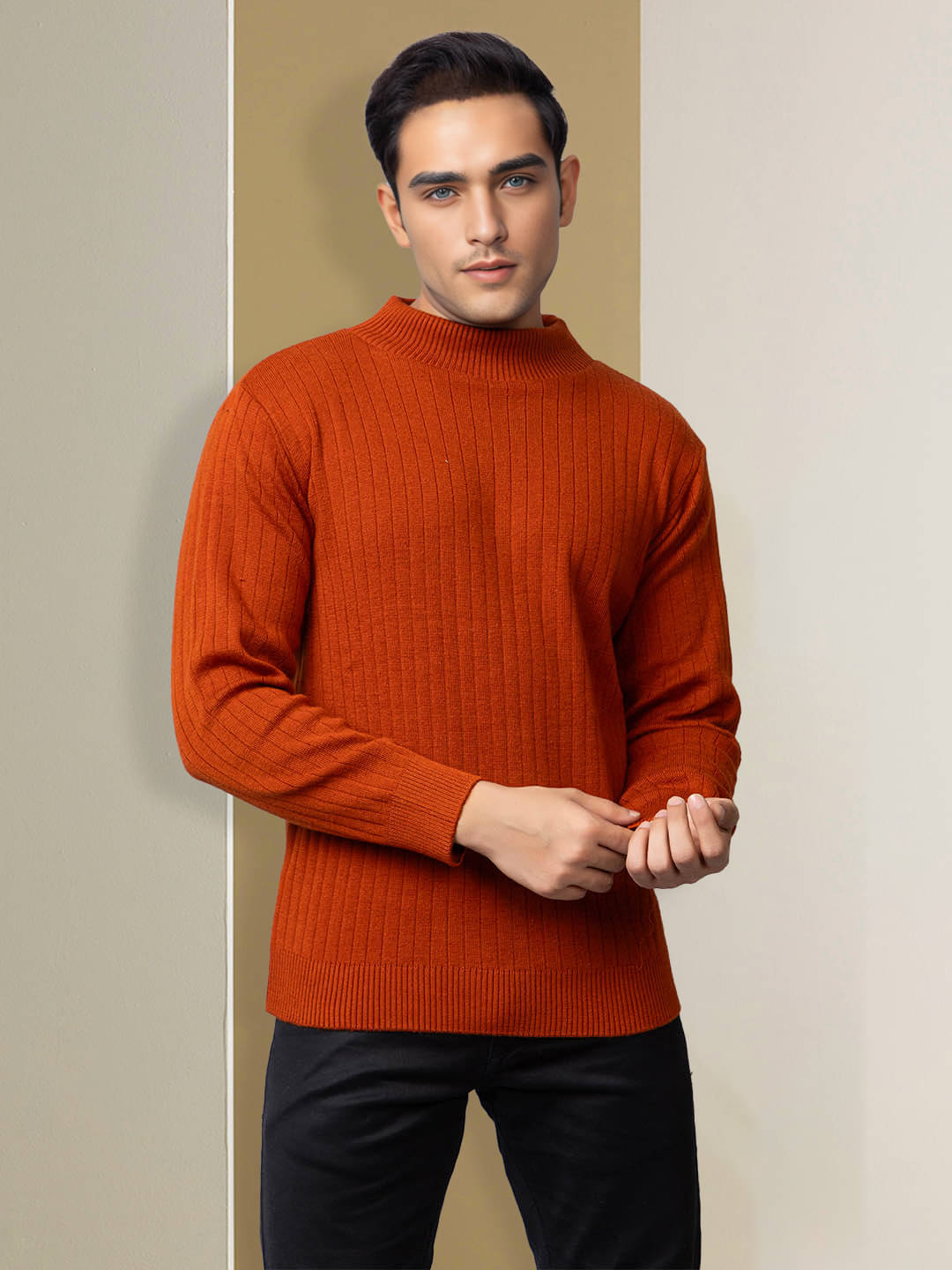 tysort Woollen Blend High Neck Men's Full Sleeves Pullover Sweater - Rust ( Pack of 1 ) tysort Woollen Blend High Neck Men's Full Sleeves Pullover Sweater - Rust ( Pack of 1 )