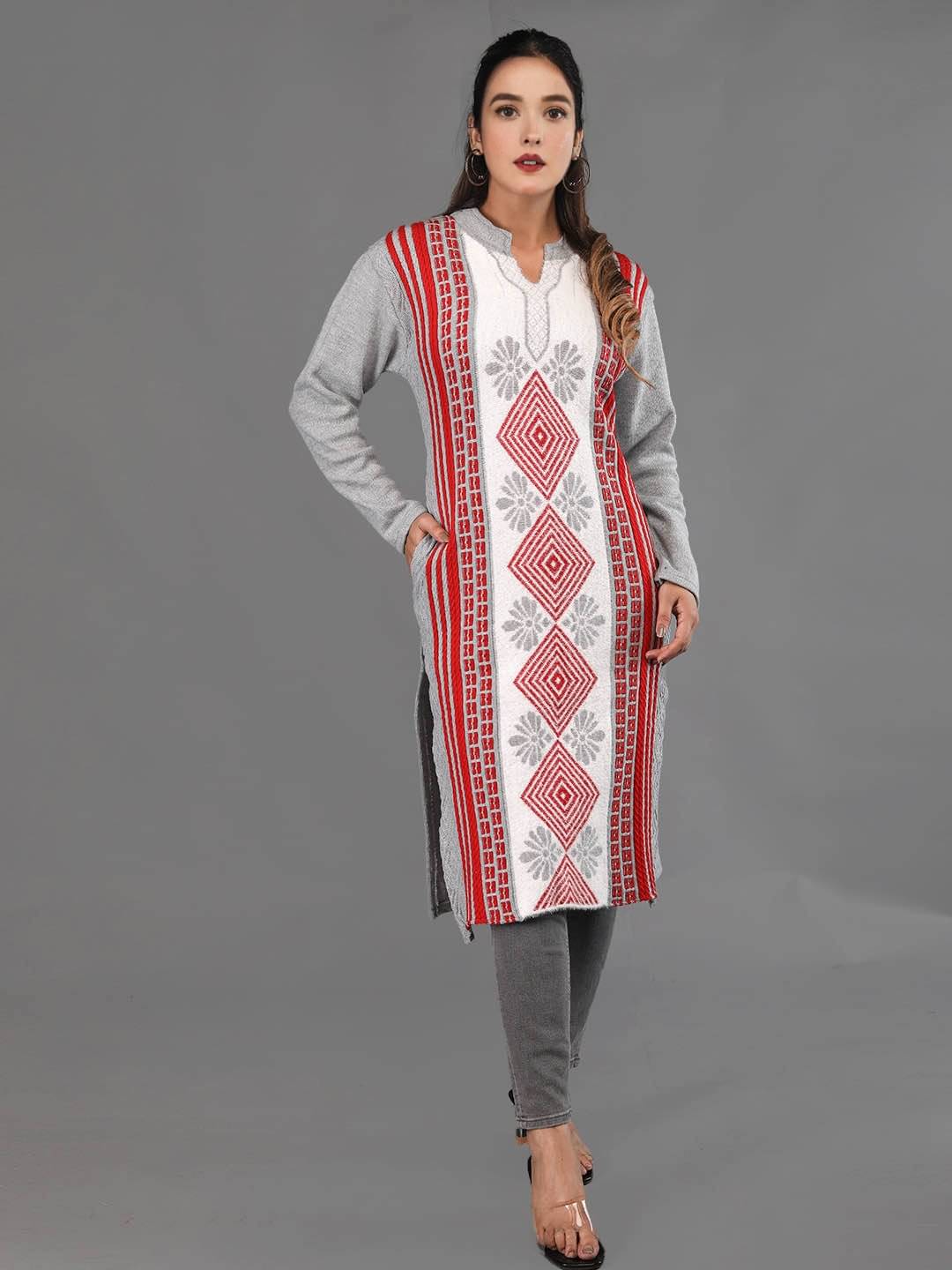 tysort Woollen Printed Straight Women's Kurti - Red ( Pack of 1 ) tysort Woollen Printed Straight Women's Kurti - Red ( Pack of 1 )