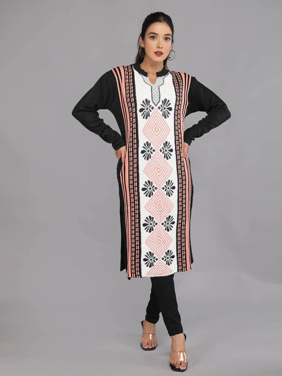 tysort Woollen Printed Straight Women's Kurti - Pink ( Pack of 1 ) tysort Woollen Printed Straight Women's Kurti - Pink ( Pack of 1 )