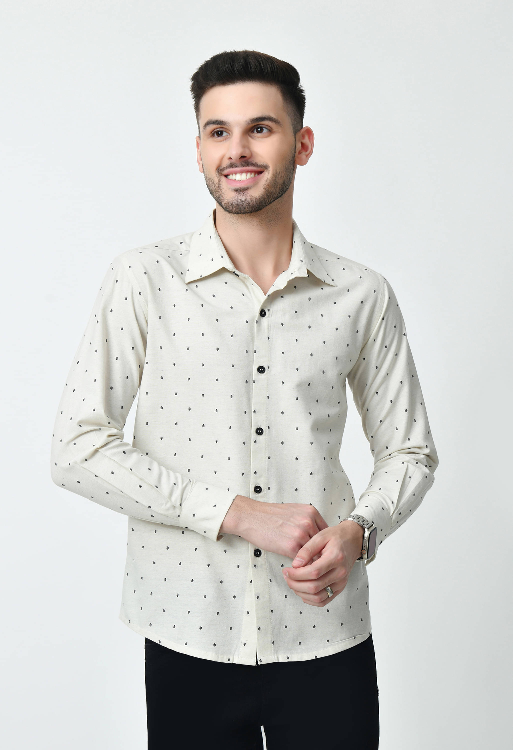AMBI Cotton Blend Regular Fit Printed Full Sleeves Men's Casual Shirt - Cream ( Pack of 1 ) AMBI Cotton Blend Regular Fit Printed Full Sleeves Men's Casual Shirt - Cream ( Pack of 1 )