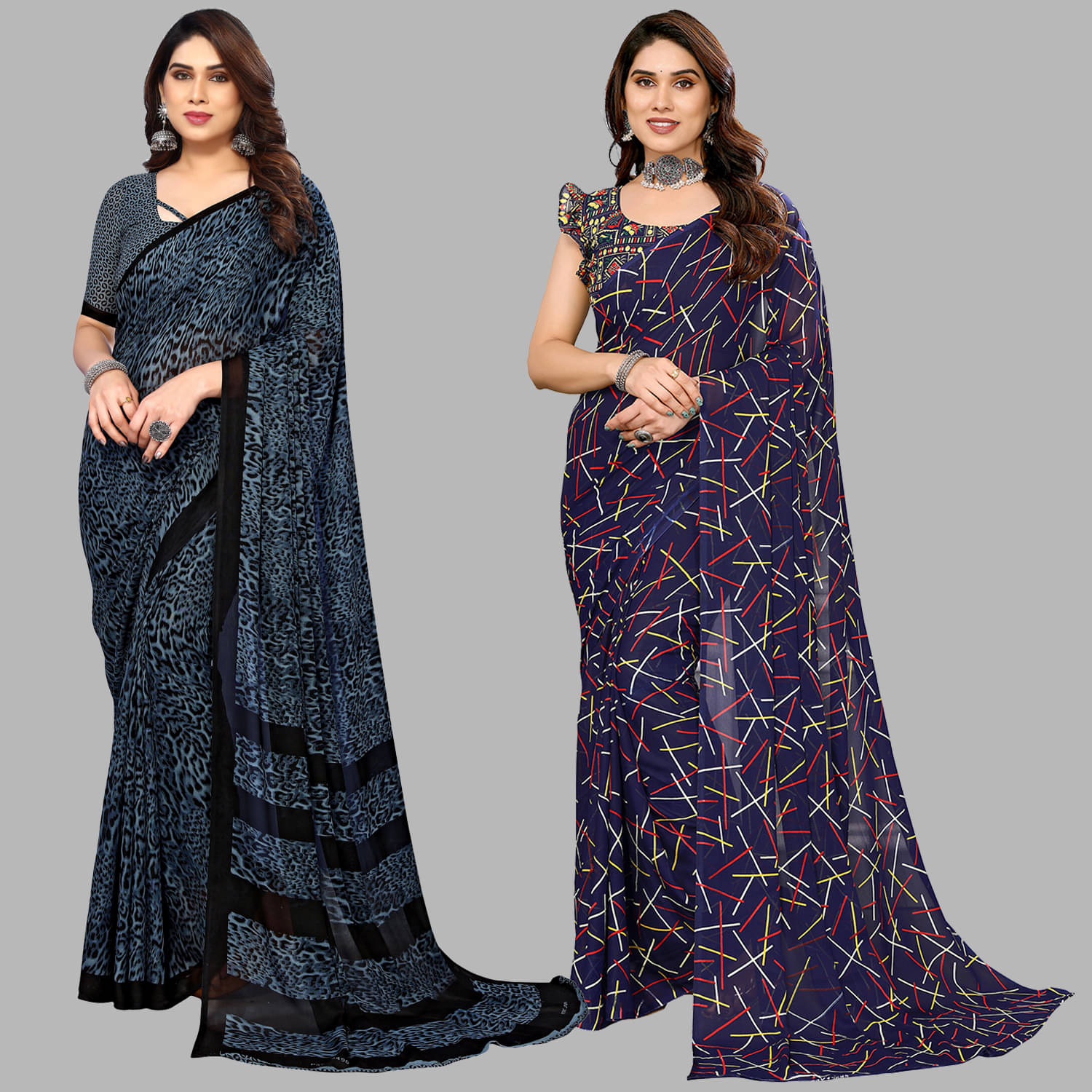 ANAND SAREES Georgette Printed Saree With Unstitched Blouse Piece ( Multicolor ) ANAND SAREES Georgette Printed Saree With Unstitched Blouse Piece ( Multicolor )