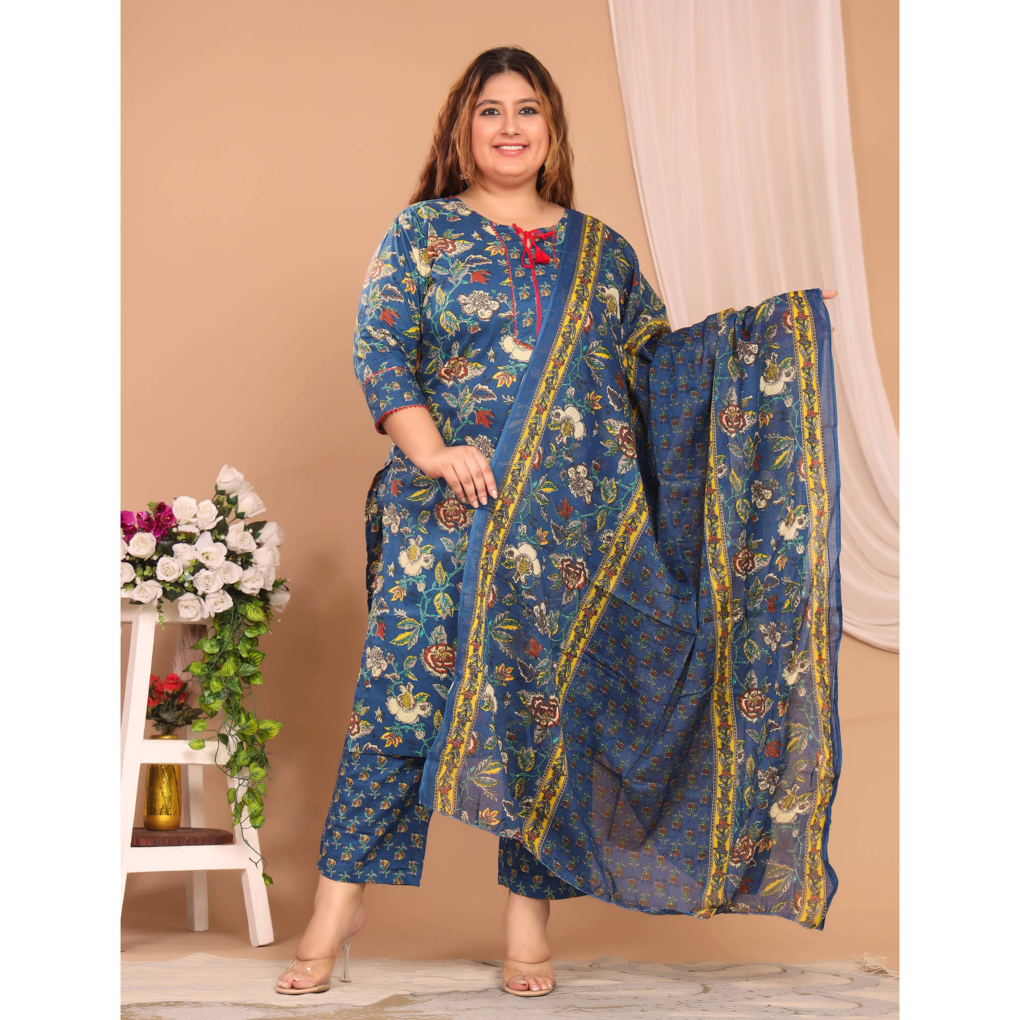Avnii Cotton Printed Kurti With Pants Women's Stitched Salwar Suit - Blue ( Pack of 1 ) Avnii Cotton Printed Kurti With Pants Women's Stitched Salwar Suit - Blue ( Pack of 1 )
