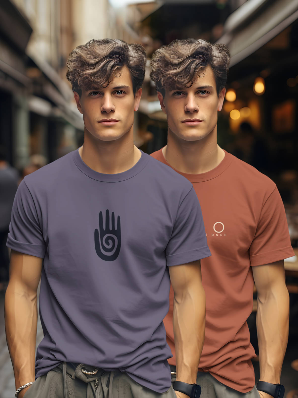 BULLMER Pack of 2 Cotton Blend Regular Fit Men's T-Shirt ( Purple ) BULLMER Pack of 2 Cotton Blend Regular Fit Men's T-Shirt ( Purple )
