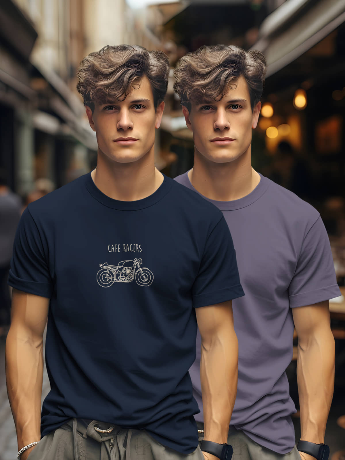 BULLMER Men Cotton Blend Regular Fit Printed T-Shirt ( Navy Blue )
