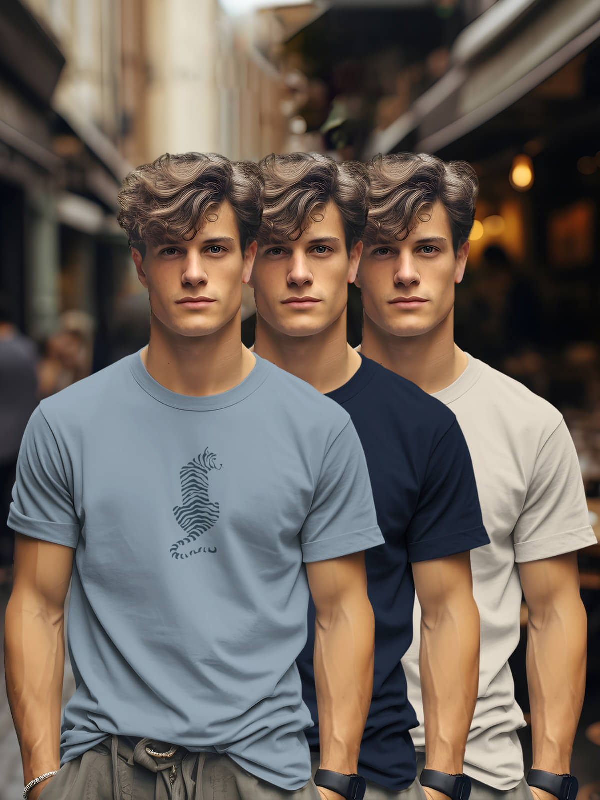     			BULLMER Men Cotton Blend Regular Fit Printed T-Shirt ( Grey )