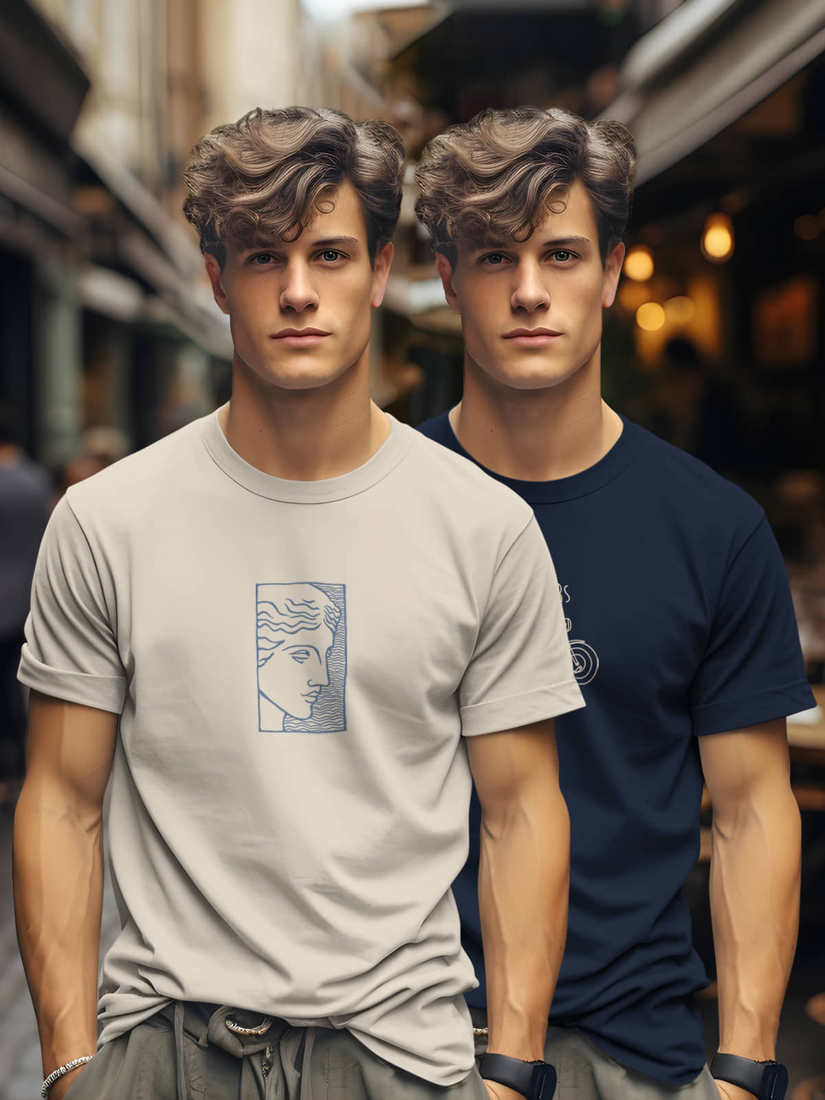BULLMER Men Cotton Blend Regular Fit Trendy Printed Crew Neck_Round Neck Half Sleeve Tshirt - Pack of 2_Black_Purple