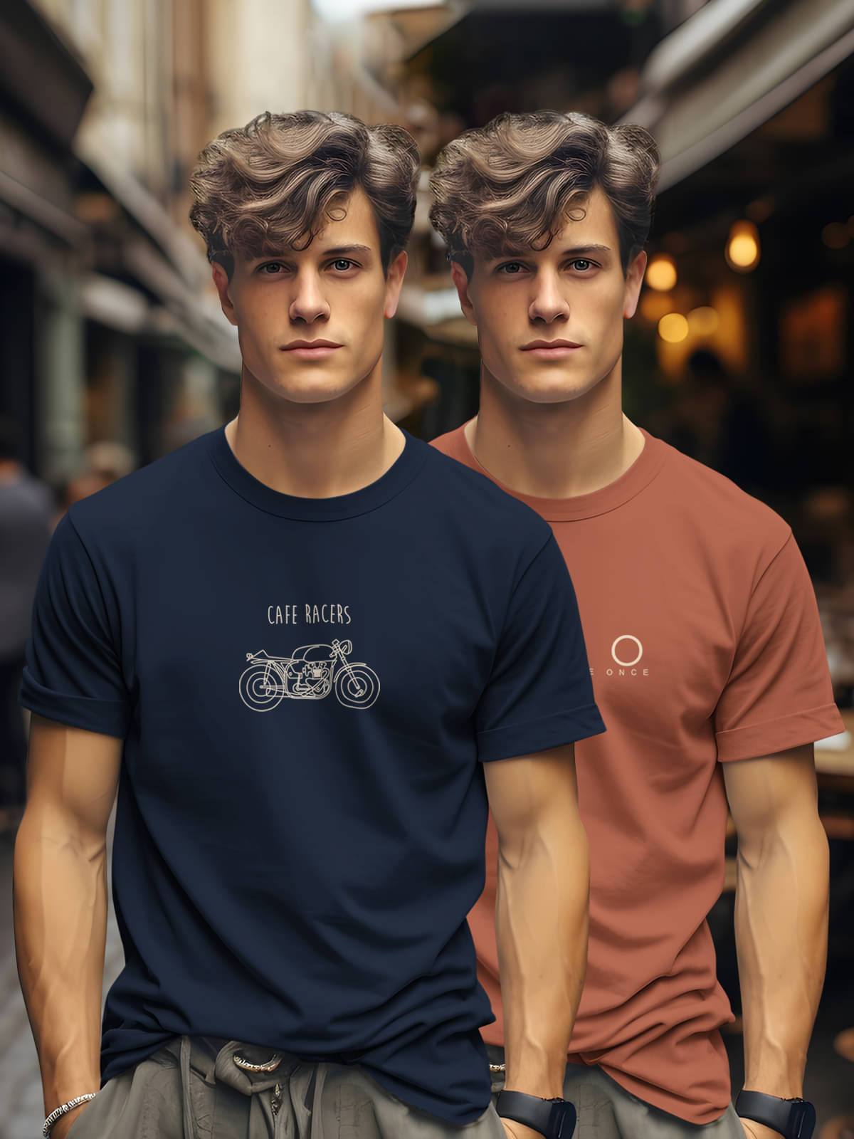     			BULLMER Pack of 2 Cotton Blend Regular Fit Men's T-Shirt ( Navy Blue )