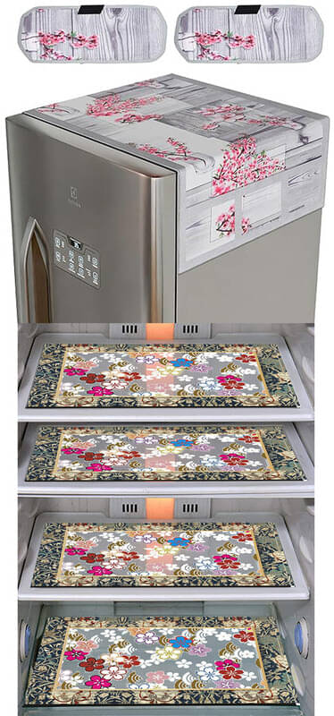 Crosmo Polyester Floral Fridge Mat & Cover ( 99 53 ) Pack of 7 - Multicolor Crosmo Polyester Floral Fridge Mat & Cover ( 99 53 ) Pack of 7 - Multicolor