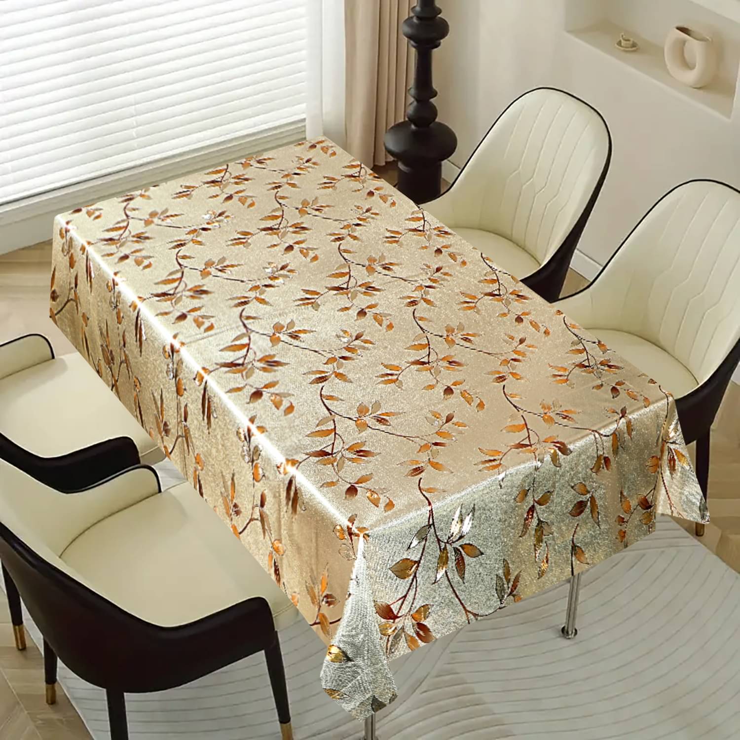 Dakshya Industries Printed PVC 6 Seater Rectangle Table Cover ( 198 x 137 ) cm Pack of 1 Gold Dakshya Industries Printed PVC 6 Seater Rectangle Table Cover ( 198 x 137 ) cm Pack of 1 Gold
