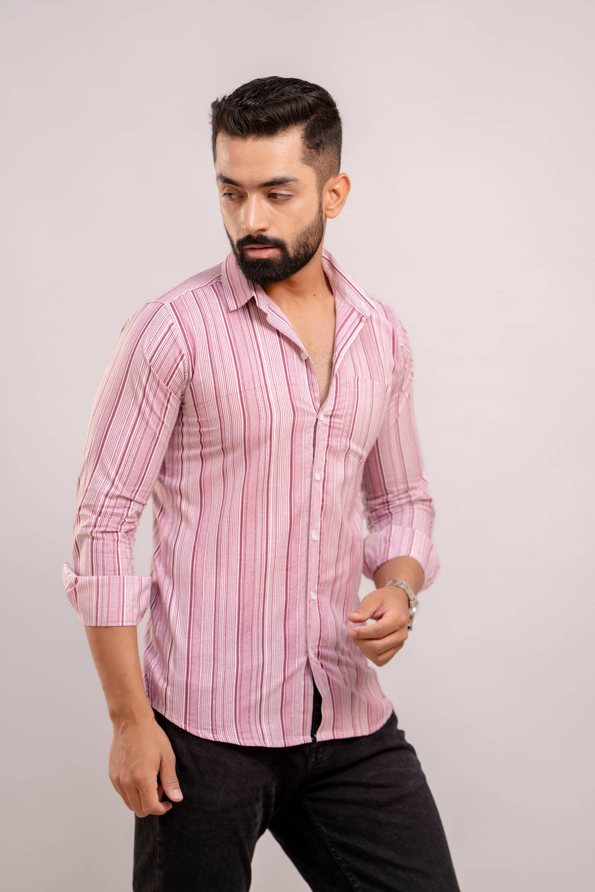 Frion Kandy 100% Cotton Regular Fit Striped Full Sleeves Men's Casual Shirt - Purple ( Pack of 1 )     			Frion Kandy 100% Cotton Regular Fit Striped Full Sleeves Men's Casual Shirt - Purple ( Pack of 1 )