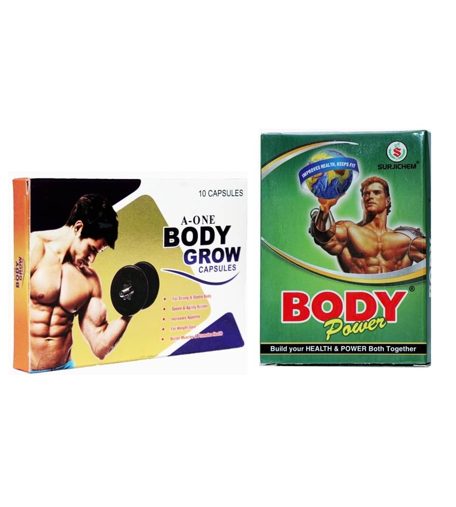 G & G Pharmacy A-One Body Grow CAp 10no.s & Surjichem Body Power Cap 10 no.s Unflavoured Pack of 2 G & G Pharmacy A-One Body Grow CAp 10no.s & Surjichem Body Power Cap 10 no.s Unflavoured Pack of 2
