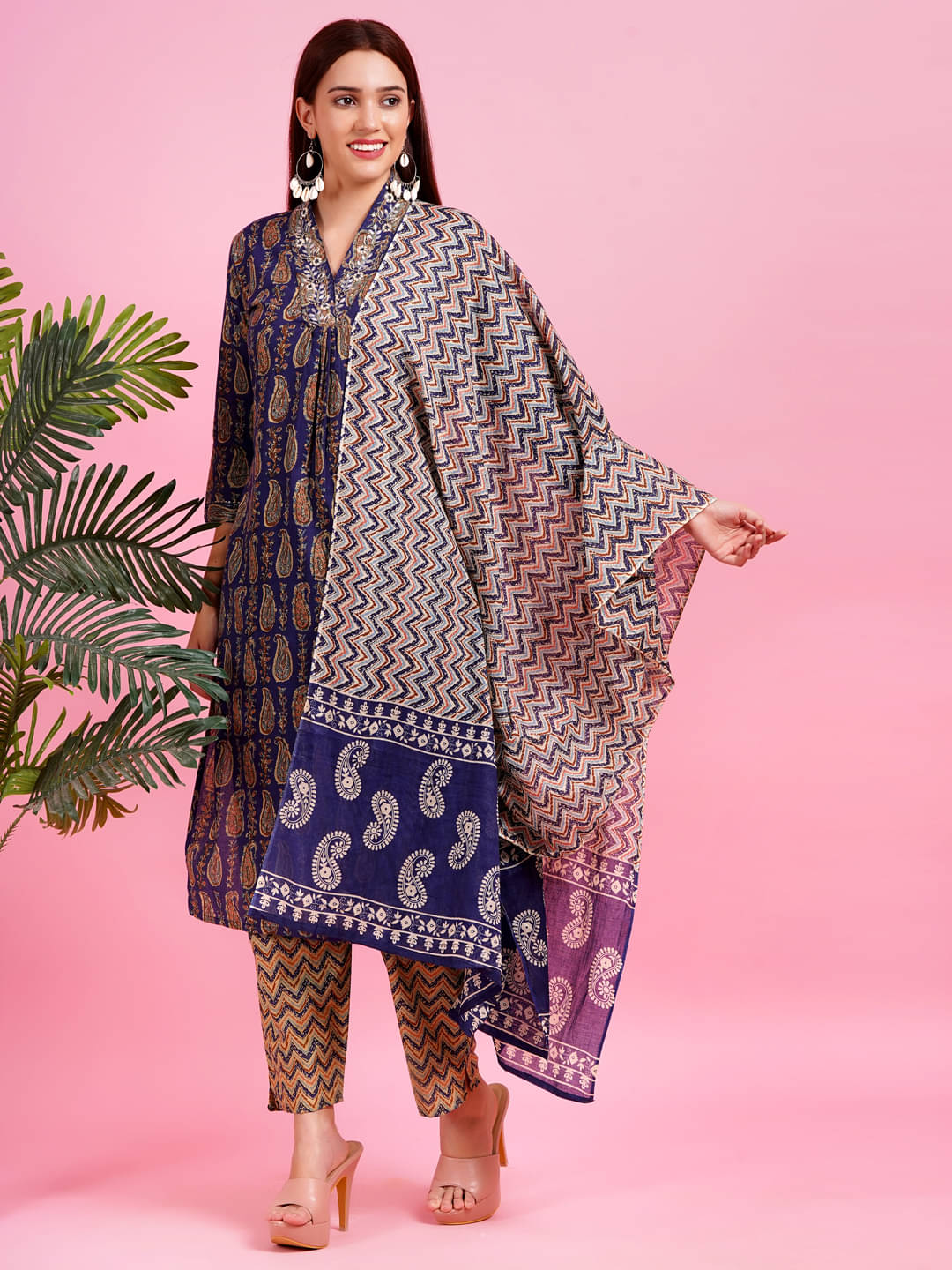 HIGHLIGHT FASHION EXPORT Cotton Printed Kurti With Pants Women's Stitched Salwar Suit - Blue ( Pack of 1 ) HIGHLIGHT FASHION EXPORT Cotton Printed Kurti With Pants Women's Stitched Salwar Suit - Blue ( Pack of 1 )