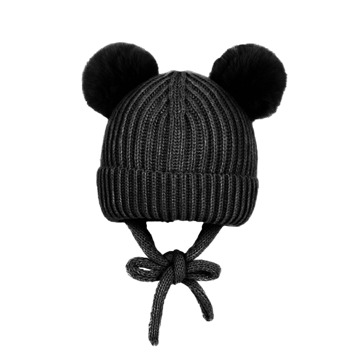     			INFISPACE Baby's Super Warm Winter Woolen Skull Beanie Cap with Fur Inside| Double Pompom Baby Hat (Age: 6 Months to 3 Years) BlackColor