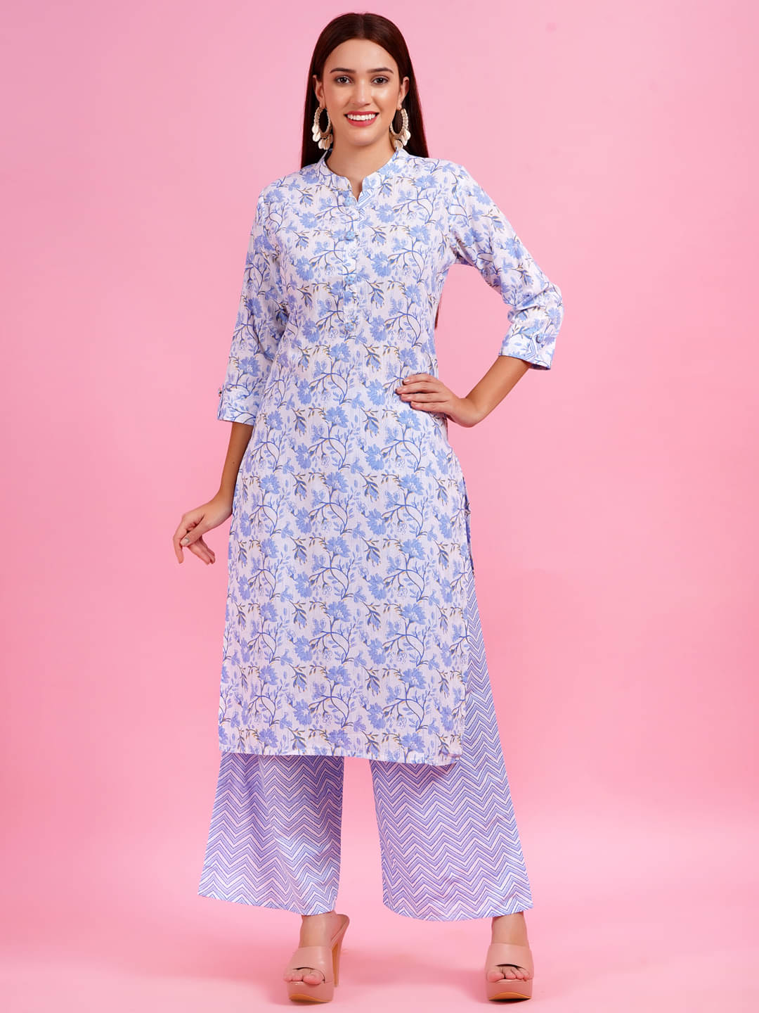 JC4U Cotton Printed Kurti With Pants Women's Stitched Salwar Suit - Blue ( Pack of 1 ) JC4U Cotton Printed Kurti With Pants Women's Stitched Salwar Suit - Blue ( Pack of 1 )