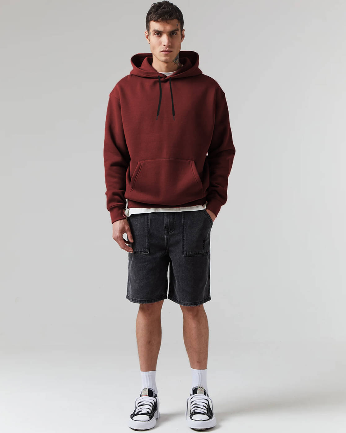     			Lime Cotton Blend Hooded Men's Sweatshirt - Maroon ( Pack of 1 )