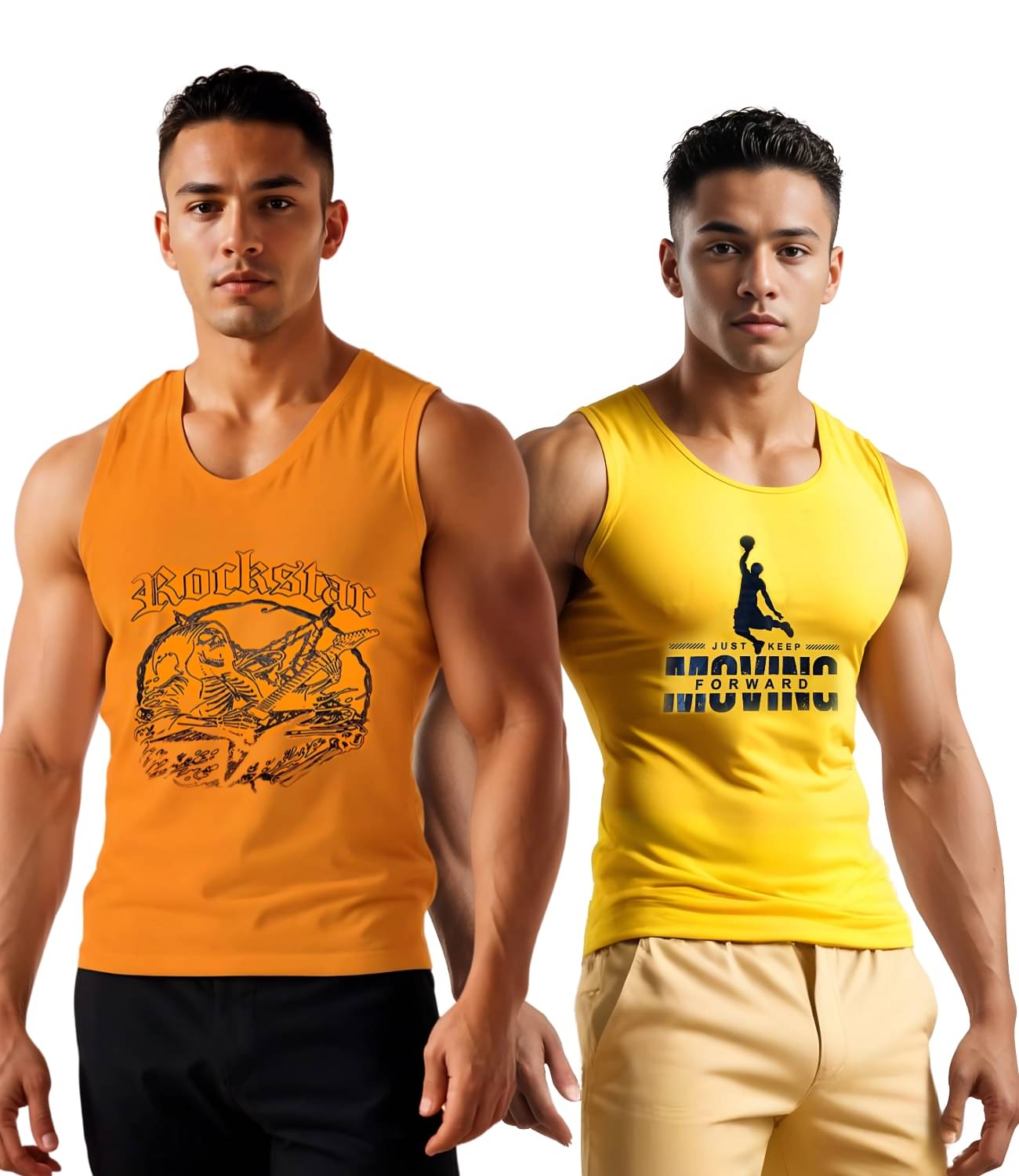Looks United Pack of 2 Polyester Gym Vest For Men ( Multicolor ) Looks United Pack of 2 Polyester Gym Vest For Men ( Multicolor )