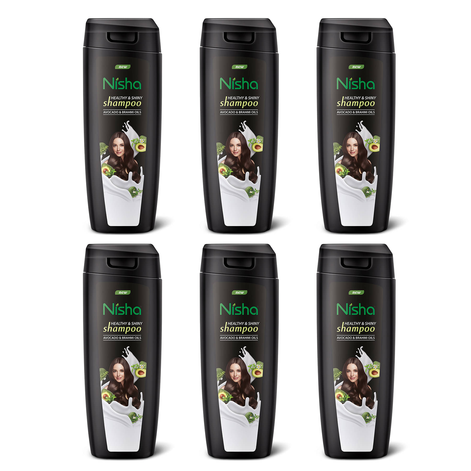     			Nisha Healthy & Shiny Shampoo for Women Men 75ml Pack of 6, Avocado & Brahmi Shampoo for Strong Beautiful Hair