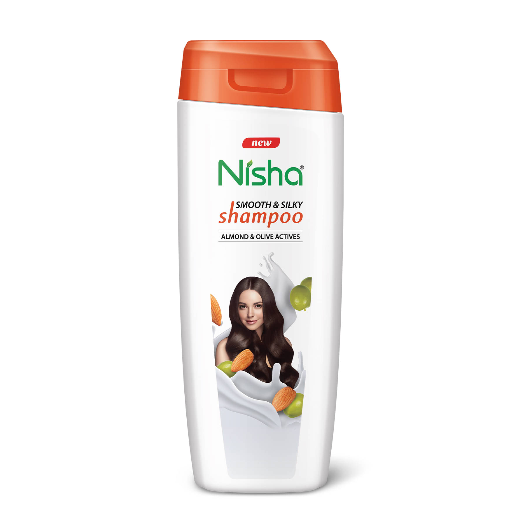 Nisha Smooth & Silky Shampoo for Women Men 340ml, Almond & Olive Actives Shampoo for Naturally Soft Silky Hair     			Nisha Smooth & Silky Shampoo for Women Men 340ml, Almond & Olive Actives Shampoo for Naturally Soft Silky Hair