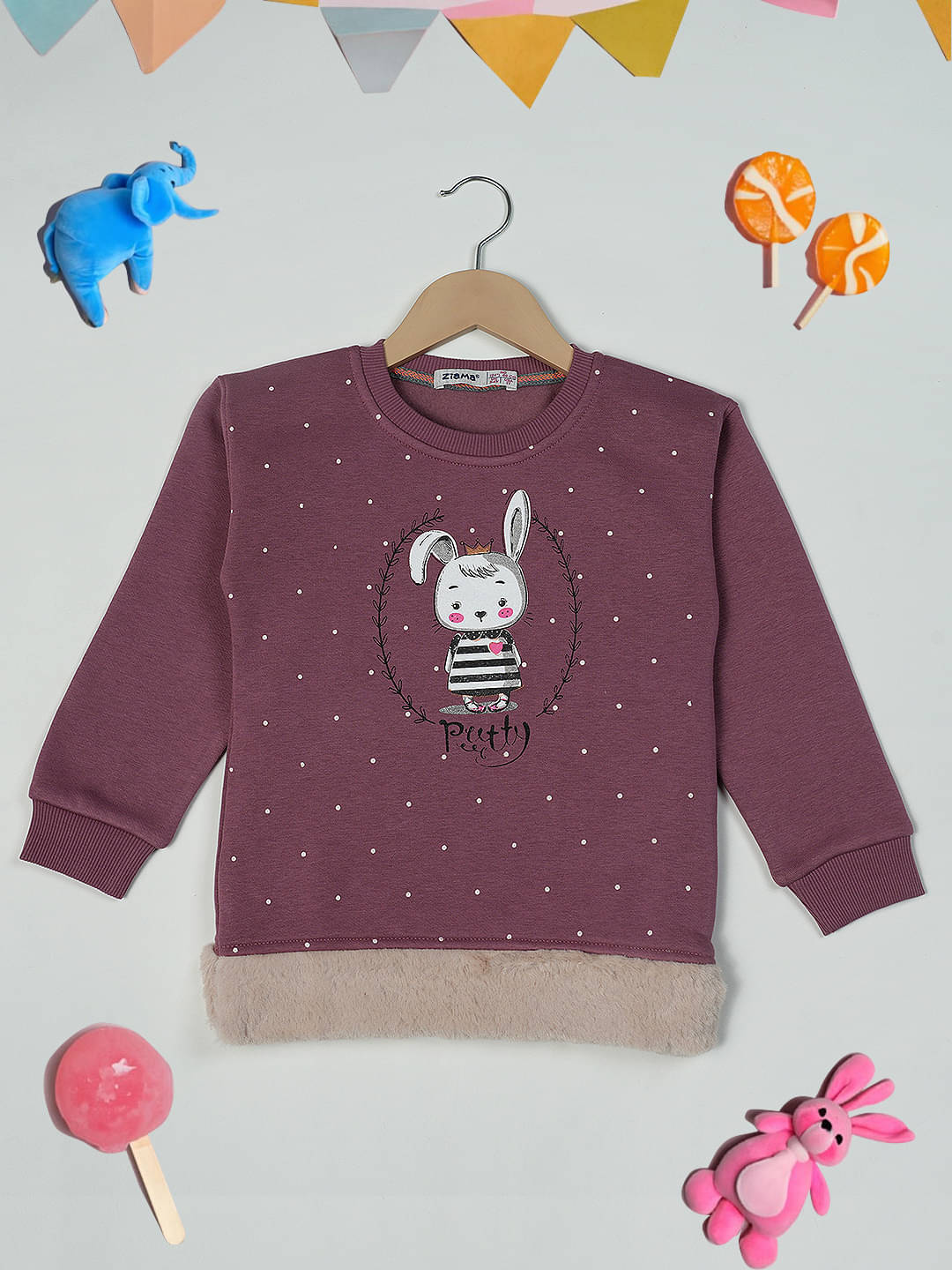     			PAMPOLINA Girls Cotton Blend Sweatshirt ( Pink )