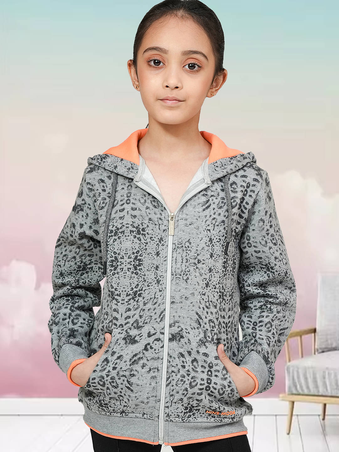     			PAMPOLINA Girls Cotton Blend Sweatshirt ( Gray )