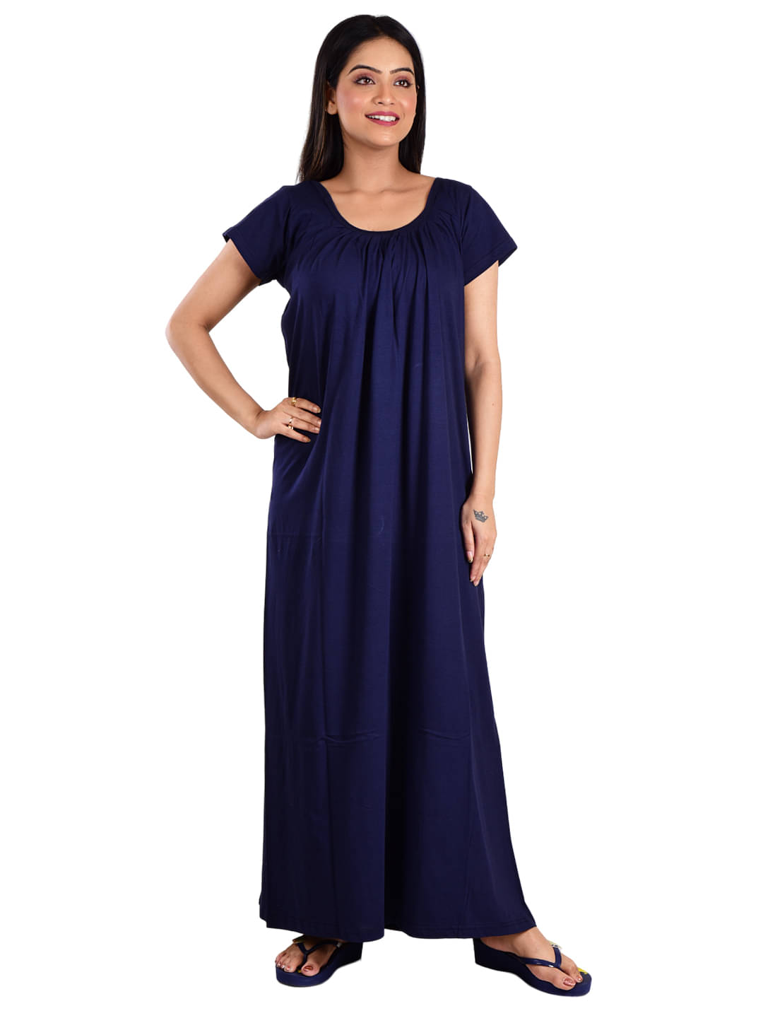 PIYALI'S CREATION WOMEN'S Navy Blue Hosiery Women's Nightwear Nighty & Night Gowns ( Pack of 1 ) PIYALI'S CREATION WOMEN'S Navy Blue Hosiery Women's Nightwear Nighty & Night Gowns ( Pack of 1 )